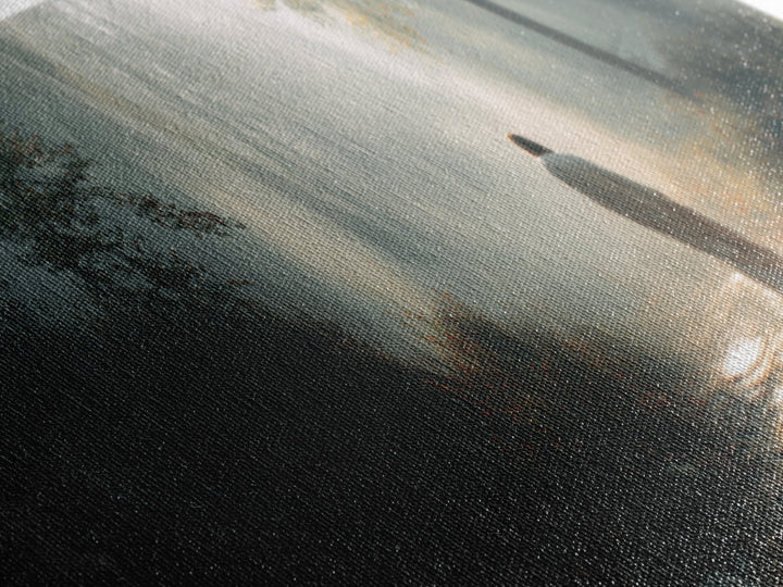 Glory In The Mist | Framed Canvas Print | Panoramic Art | Christian Art Work | Jesus Painting | Christian Christmas Art | Christian Wall Ar