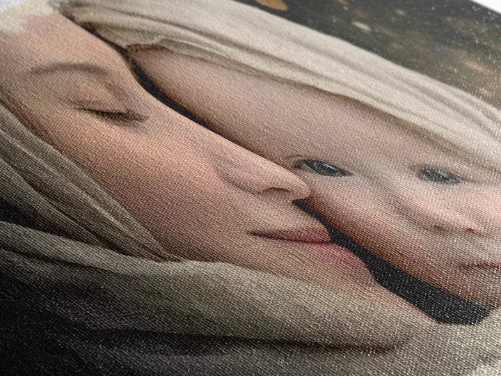Timeless Sacred Gaze | Framed Canvas Print | Panoramic Painting | Mary And Jesus Painting | Christian Art Canvas | Christian Christmas Art