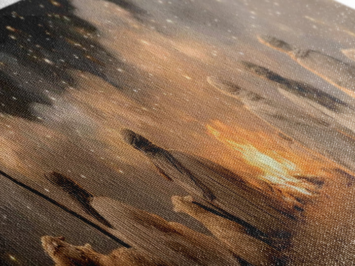 Emberlit Shepherds | Framed Canvas Print | Panoramic Art | Christian Christmas Art | Christian Wall Art | Christmas Art Work | Framed Chris