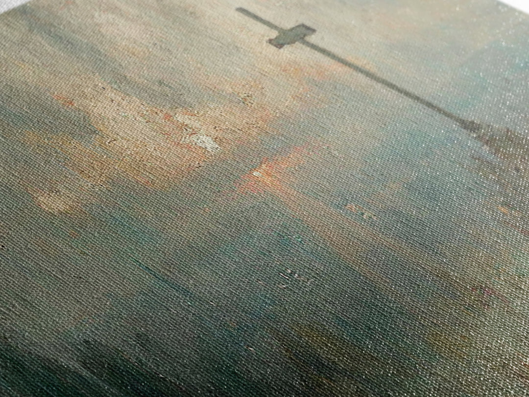 Sunset Cross Vista, Framed Canvas Print, Christian Wall Art, Christian Art Canvas, Panoramic Frame, Christian Decor