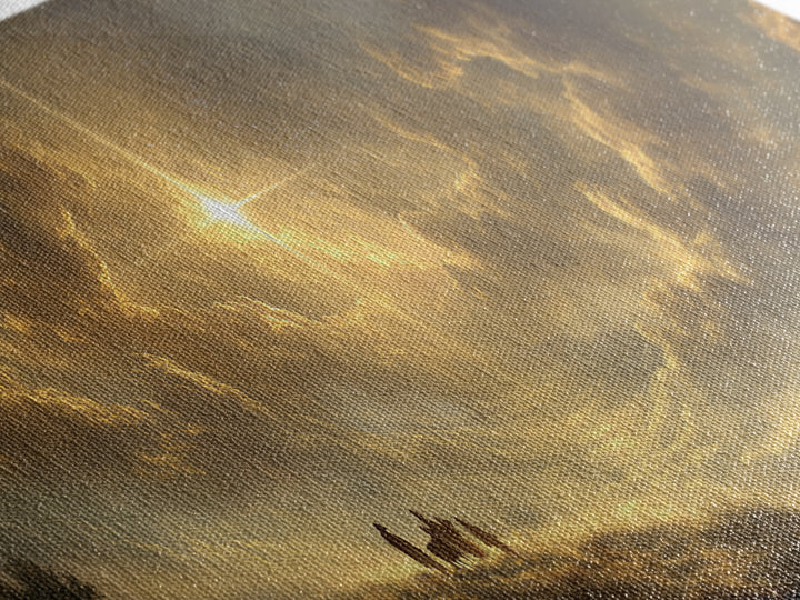 Golden Promise Sky | Framed Canvas Print | Christian Wall Art | Panoramic Wall Art | Jesus Painting | Christian Art Canvas | Christmas Art