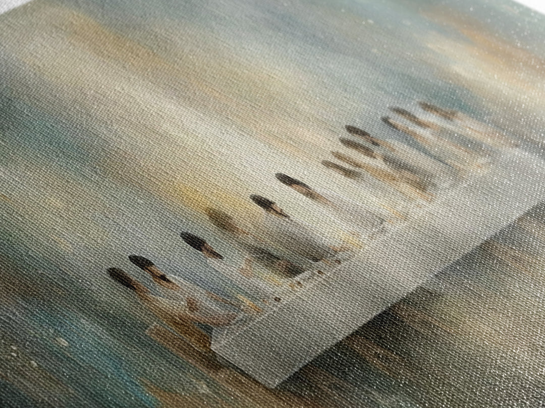 Quiet Supper Gathering | Framed Canvas Print | Christian Art Canvas | Large Jesus Painting | Panoramic Print | Christian Decor