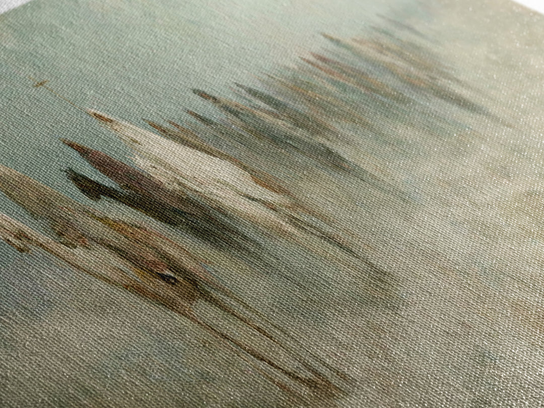 Pilgrims In Haze – Framed Canvas Print – Christian Wall Art – Panoramic Painting – Christian Art Canvas – Christmas Art – Christian Decor