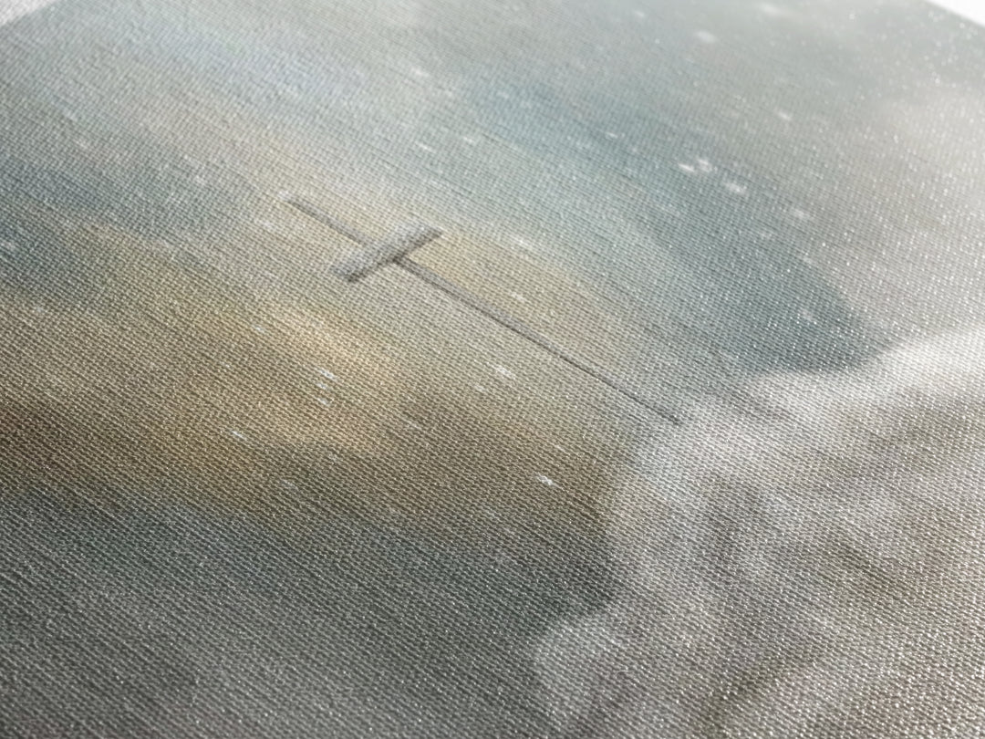 Cross Of Stillness – Framed Canvas Print – Christian Art Print – Panoramic Wall Art – Christmas Art – Christian Decor – Unique Christian Ar