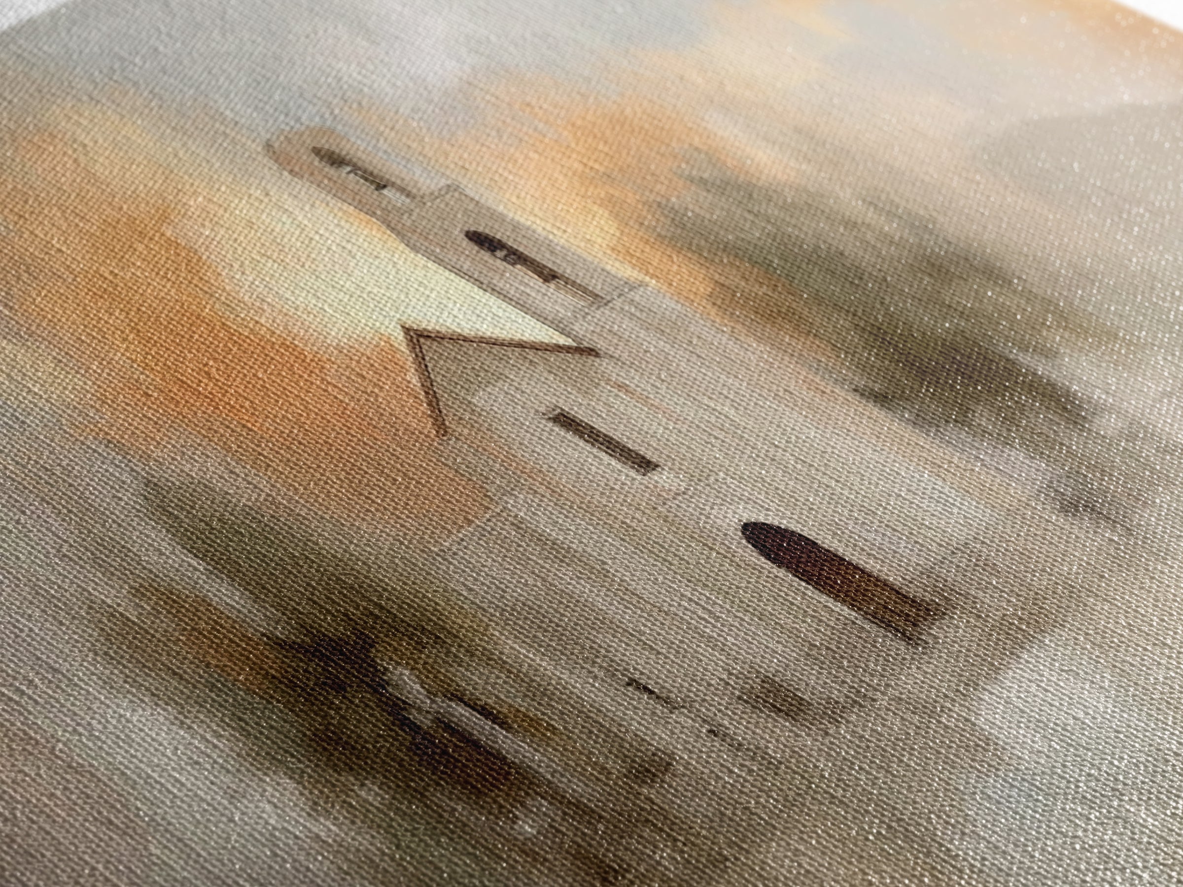 Mission At Sunset – Framed Canvas Print – Christian Art Canvas – Panoramic Painting – Christian Wall Art – Christmas Art – Jesus Painting