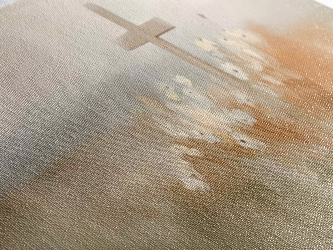 Soft Horizon Cross | Framed Canvas Print | Panoramic Art | Christian Christmas Art | Christian Wall Art | Christian Gift Ideas | Modern Chr