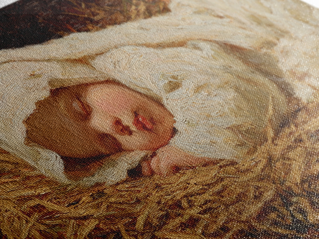 Manger Star Rest | Framed Canvas Print | Jesus Christmas Art | Christian Art Canvas | Vintage Christmas Art | Christian Wall Art | Christma