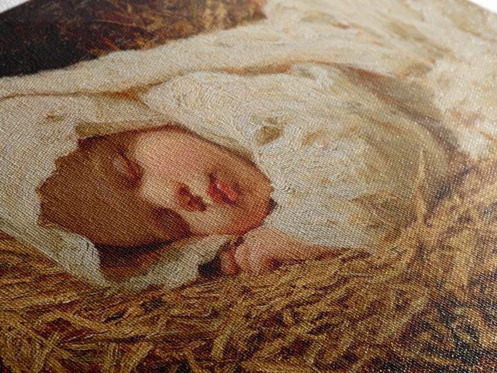 Manger Star Rest | Framed Canvas Print | Jesus Christmas Art | Christian Art Canvas | Vintage Christmas Art | Christian Wall Art | Christma