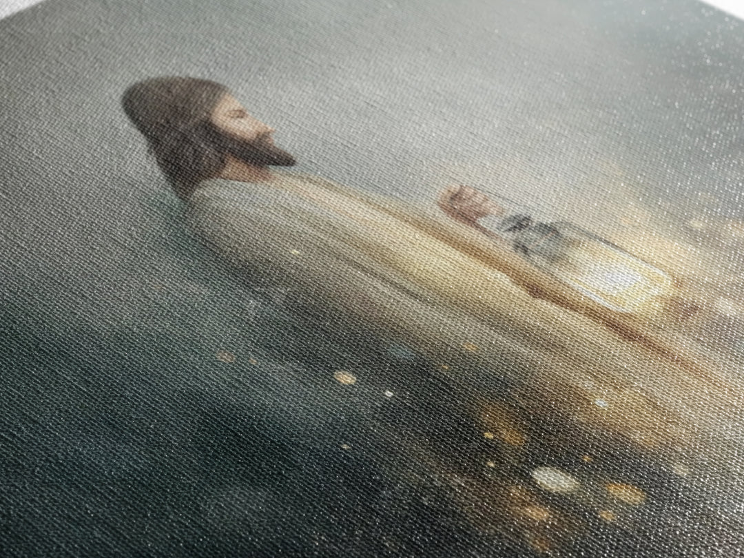 Guiding Lantern Light – Framed Canvas Print – Christian Wall Art – Jesus Painting – Christian Art Canvas – Christian Christmas Art – Modern
