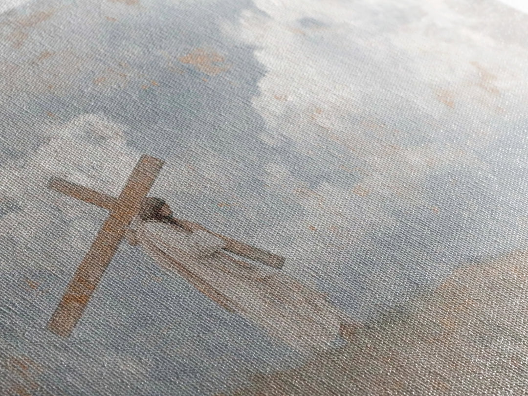 Calvary Sky – Framed Canvas Print – Christian Art Canvas – Christian Wall Art – Jesus Painting – Modern Christian Painting – Christian Gift
