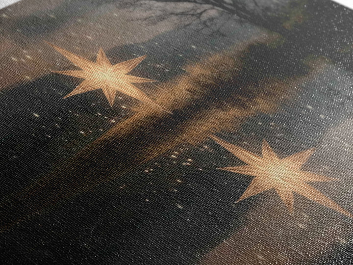 Guiding Star Glow – Framed Canvas Print – Christian Wall Art – Christian Christmas Art – Jesus Painting – Modern Christian Art – Christmas