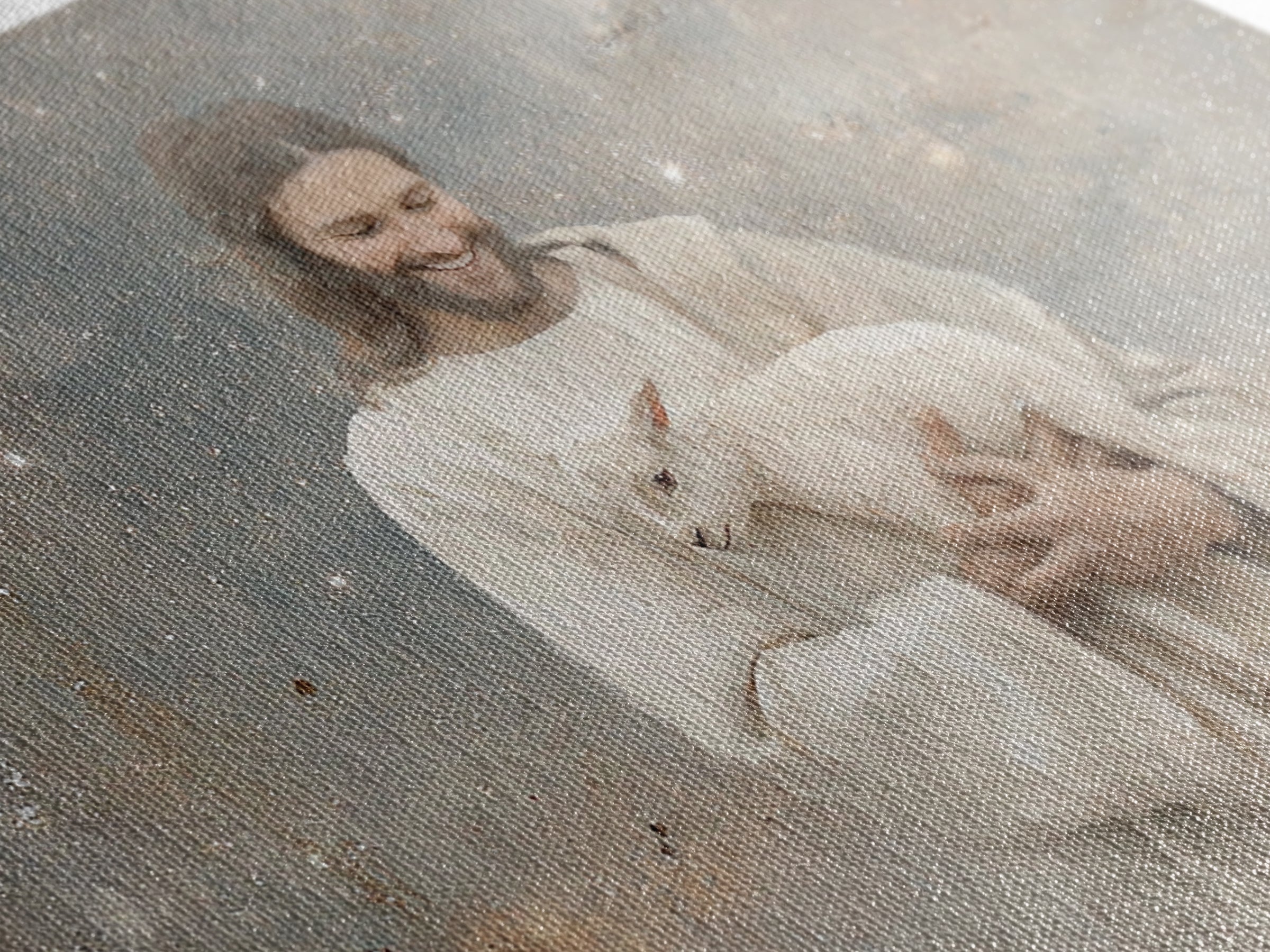 Lamb Of Comfort | Framed Canvas Print | Christian Wall Art | Christian Art Canvas | Jesus Painting | Christian Decorations | Modern Christi