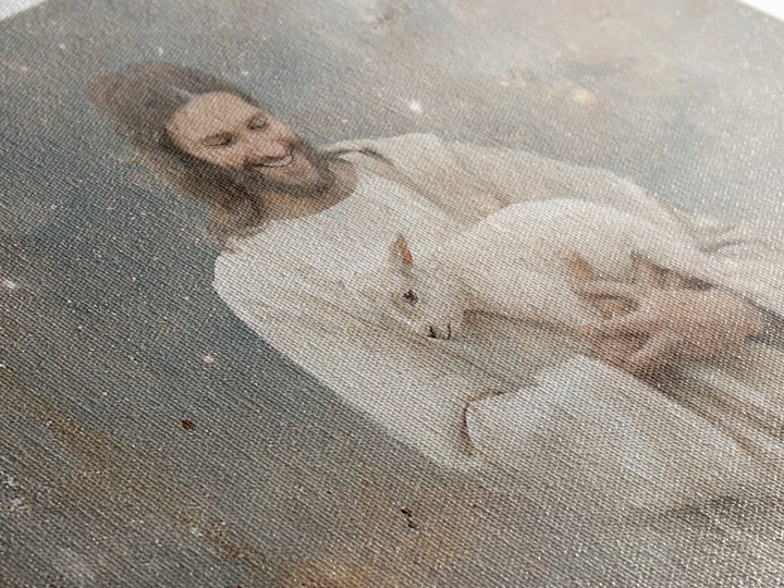 Lamb Of Comfort | Framed Canvas Print | Christian Wall Art | Christian Art Canvas | Jesus Painting | Christian Decorations | Modern Christi