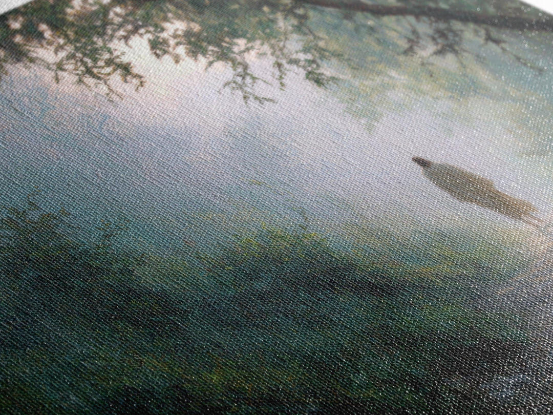 Forest Dawn Walk, Framed Canvas Print, Christian Wall Art, Christian Art Canvas, Jesus Painting, Moody Christian Art