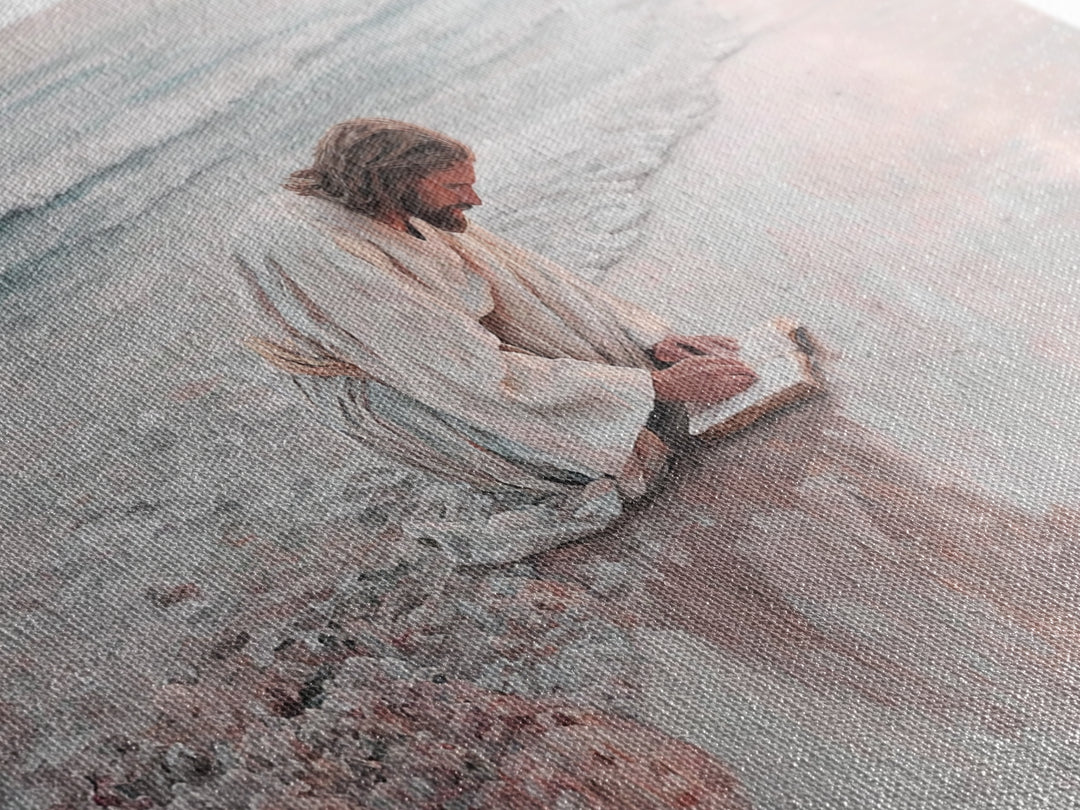 Seaside Grace | Framed Canvas Print | Christian Art Canvas | Jesus Painting | Vintage Christian Art | Christian Wall Art | Christian Gift