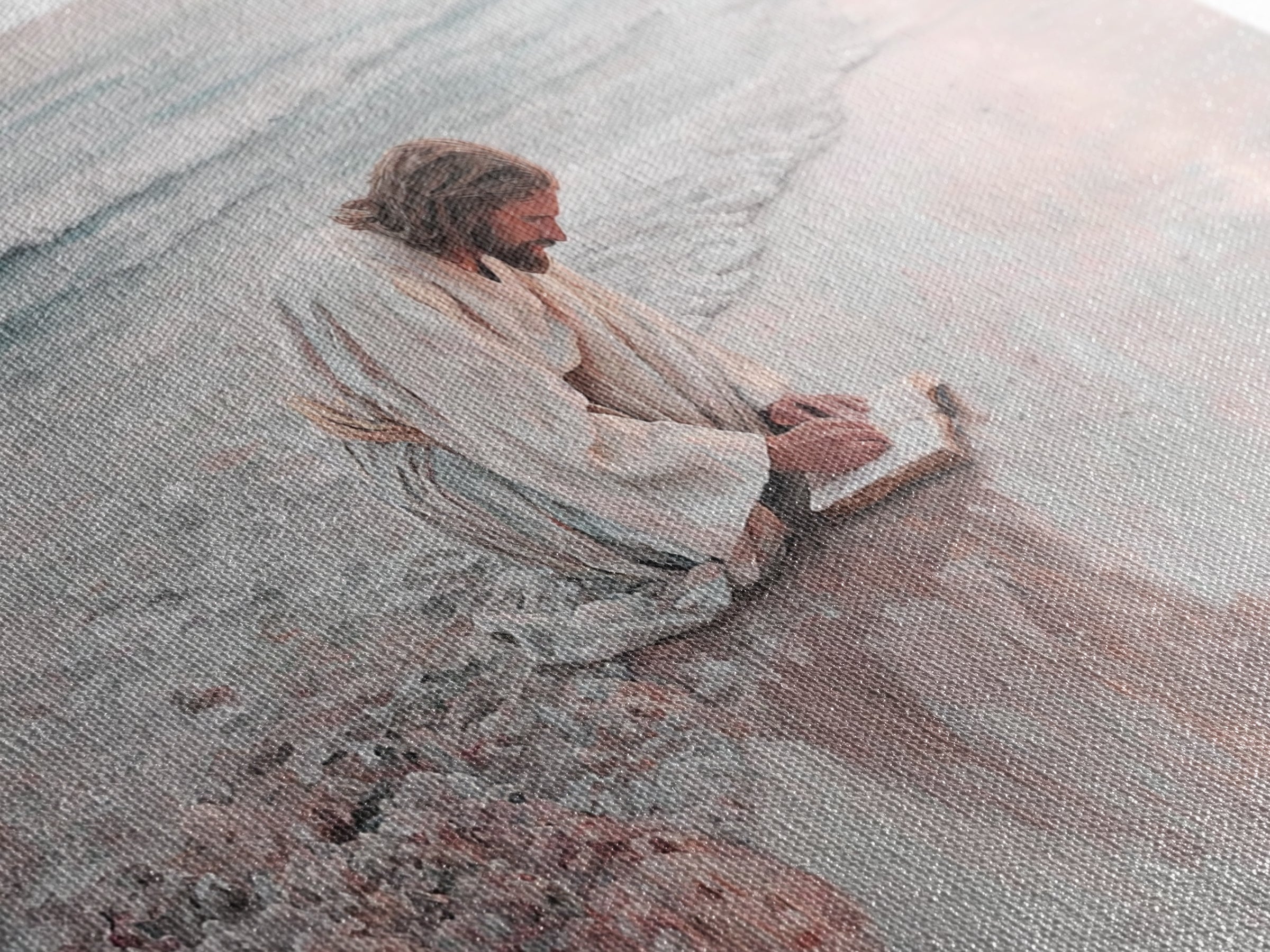 Seaside Grace | Framed Canvas Print | Christian Art Canvas | Jesus Painting | Vintage Christian Art | Christian Wall Art | Christian Gift