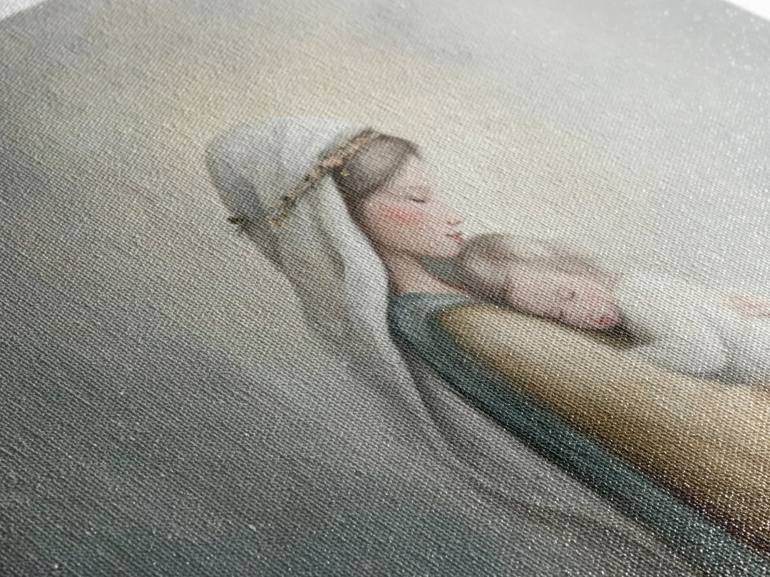 Motherly Light, Framed Canvas Print, Christian Wall Art, Mary And Jesus Painting, Christian Art Canvas, Large Christian Art, Modern Christi