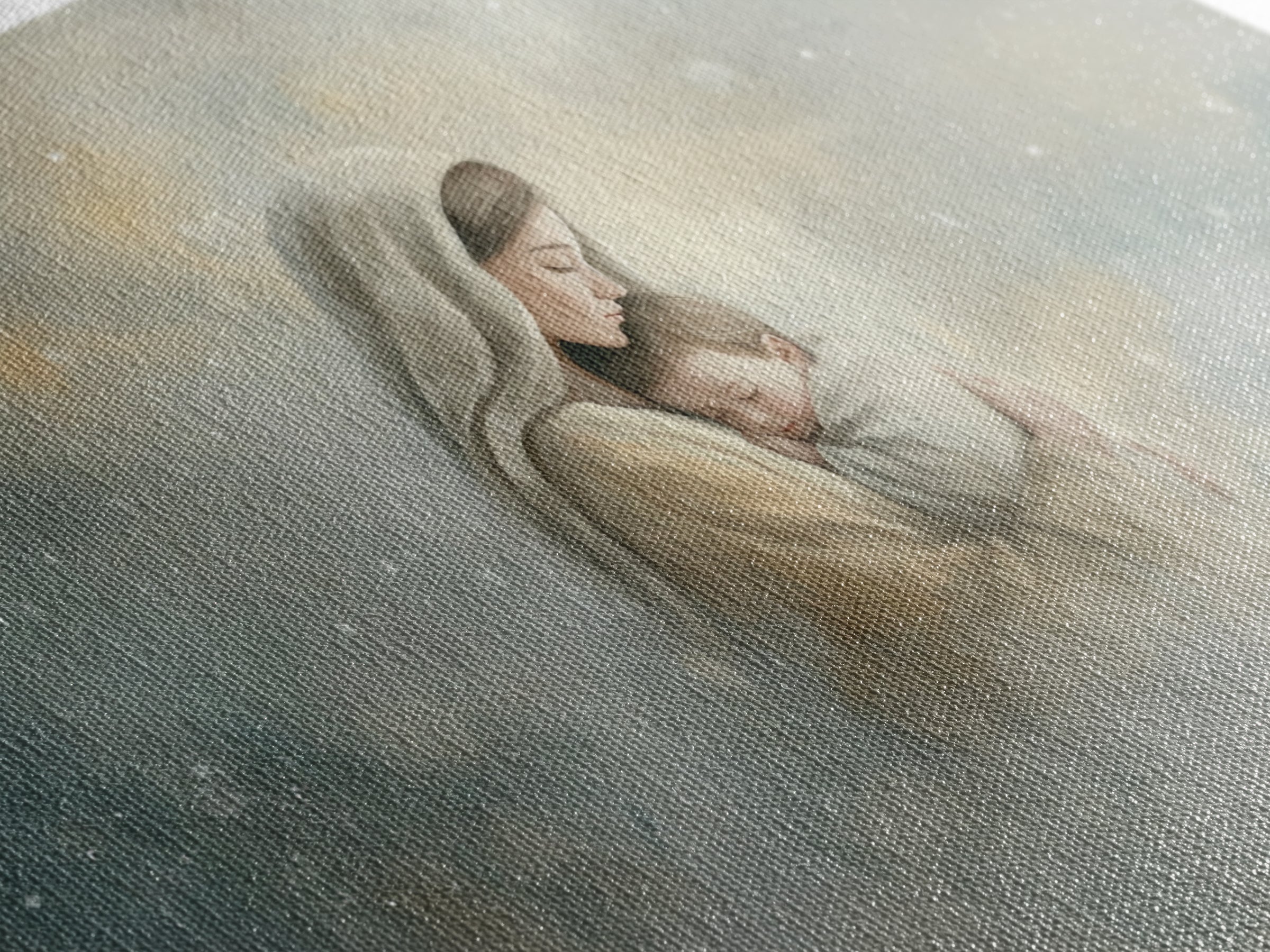 Heavenly Embrace | Framed Canvas Print | Christian Art Canvas | Christian Wall Art | Christian Art | Mary And Jesus Painting