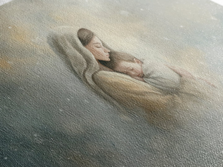 Heavenly Embrace | Framed Canvas Print | Christian Art Canvas | Christian Wall Art | Christian Art | Mary And Jesus Painting