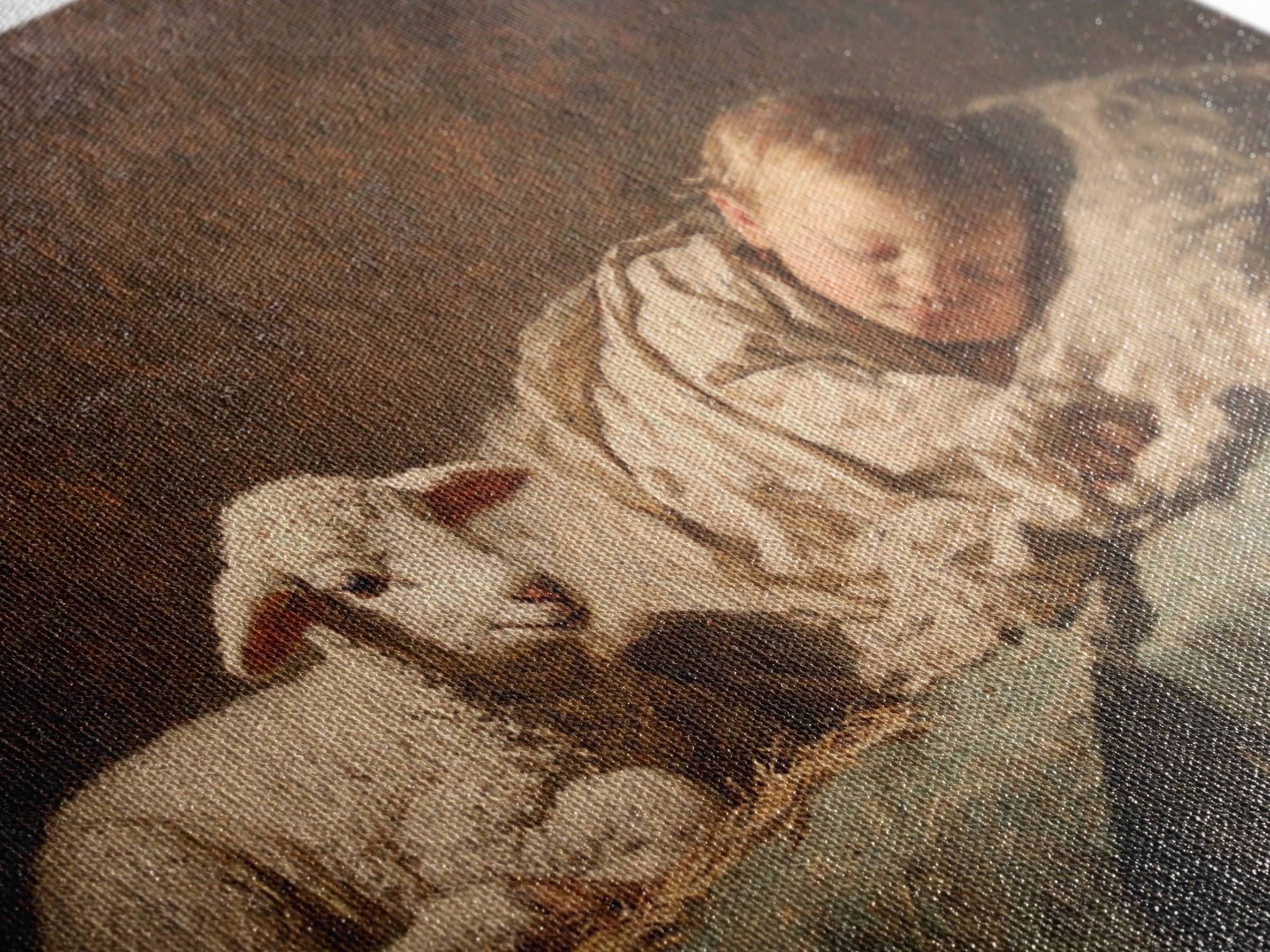 Little Lamb Peace – Framed Canvas Print – Christian Wall Art – Christian Art Canvas – Jesus Painting – Christian Christmas Art – Christian