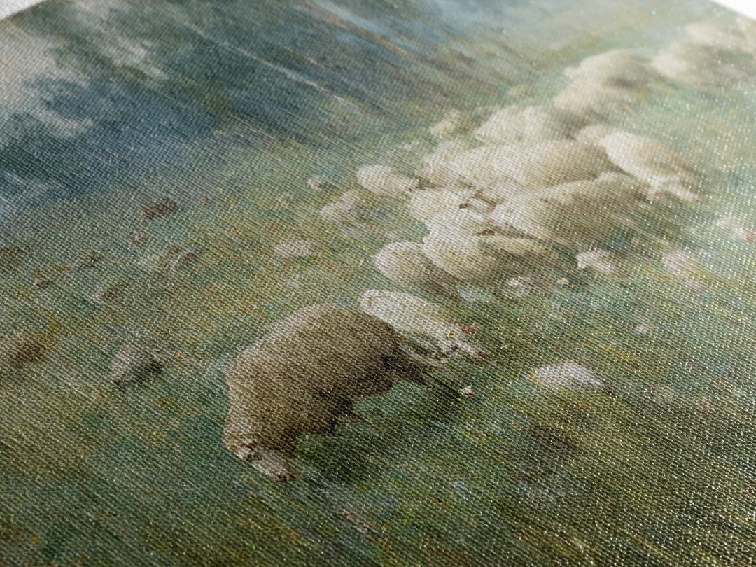 Hillside Shepherd Calm | Framed Canvas Print | Christian Art Print | Christian Wall Art | Jesus Painting | Vintage Christian Art | Christia