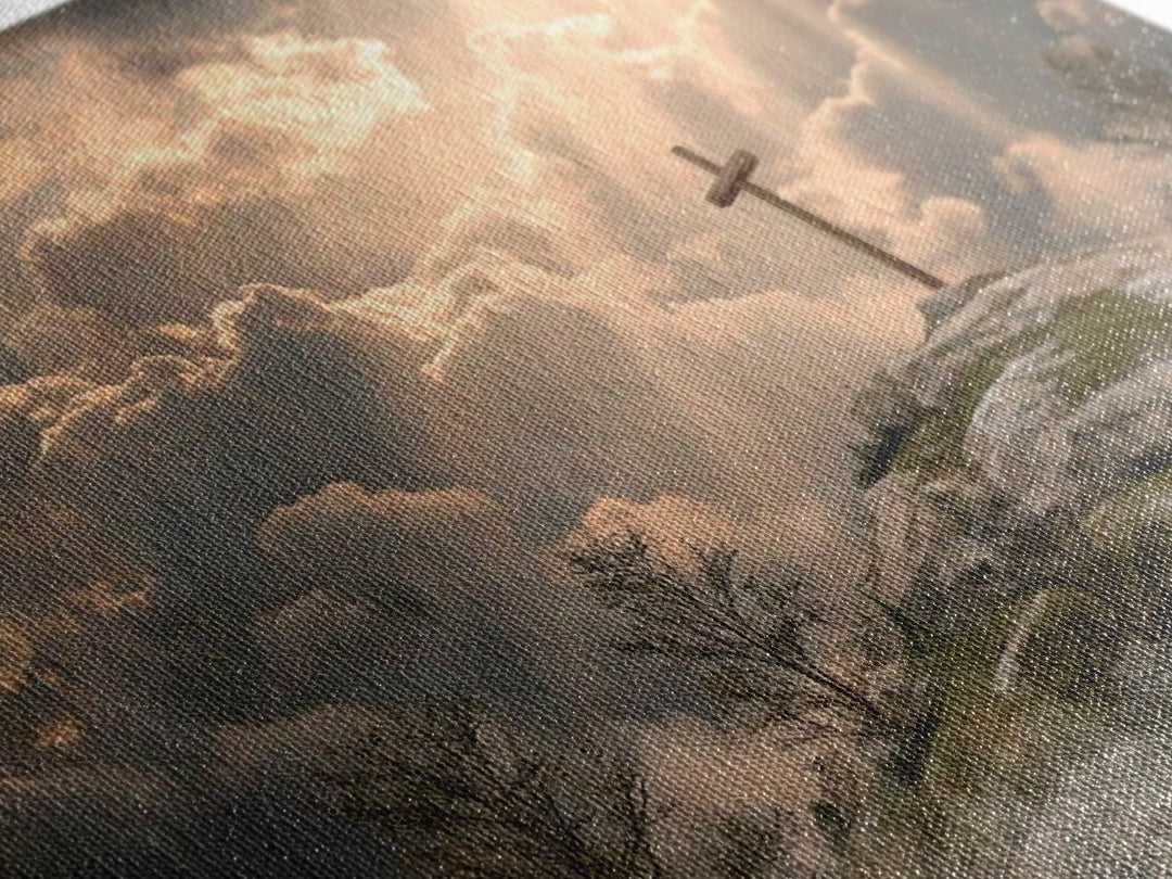 Hilltop Grace Light – Framed Canvas Print – Christian Wall Art – Large Christian Art – Christian Art Painting – Moody Christian Art