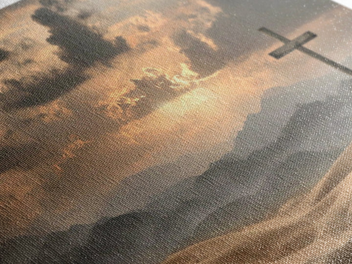 Desert Cross Stillness, Framed Canvas Print, Christian Wall Art, Christian Art Painting, Moody Christian Art, Christian Art Canvas, Jesus P