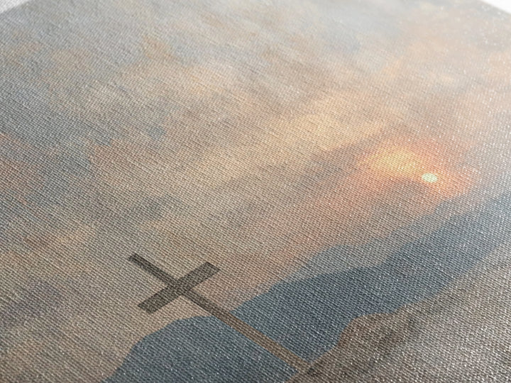 Morning Cross Hope, Framed Canvas Print, Christian Art Canvas, Christian Wall Art, Modern Christian Art, Christian Painting, Large Christia