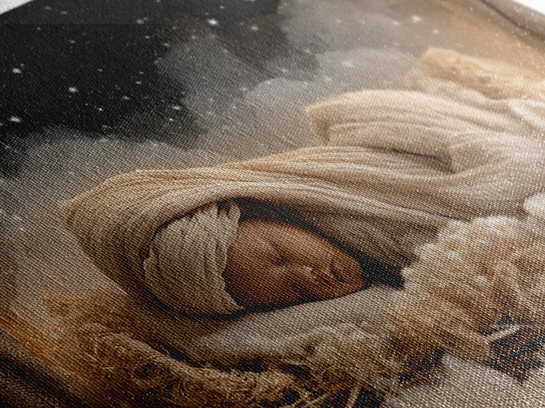Heaven’s Infant Dream | Framed Canvas Print | Christian Art Canvas | Christmas Art Prints | Jesus Christmas Art | Christian Wall Art | Mode