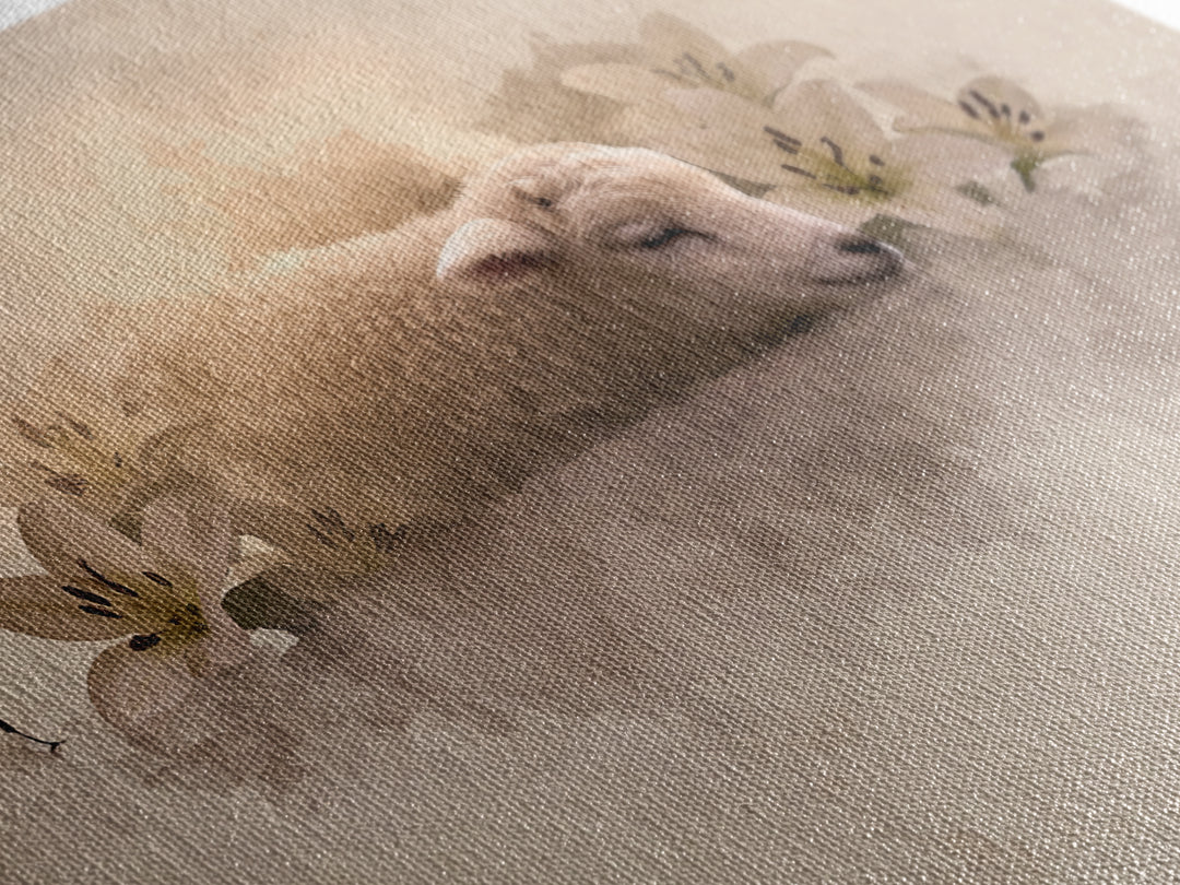 Lamb Of Peace – Framed Canvas Print – Christian Wall Art – Christian Art Canvas – Jesus Painting – Pastoral Scenery – Christian Christmas A
