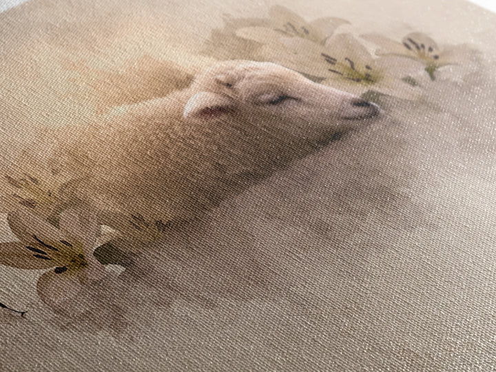 Lamb Of Peace – Framed Canvas Print – Christian Wall Art – Christian Art Canvas – Jesus Painting – Pastoral Scenery – Christian Christmas A