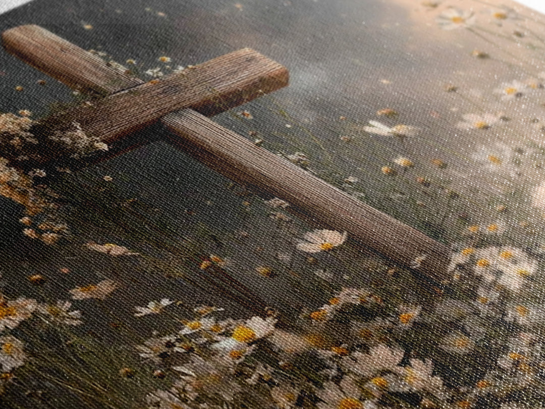 Evening Cross Glory | Framed Canvas Print | Christian Wall Art | Christian Painting | Moody Christian Art | Christian Art Canvas