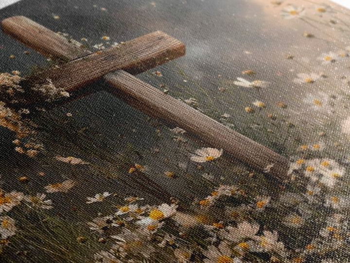 Evening Cross Glory | Framed Canvas Print | Christian Wall Art | Christian Painting | Moody Christian Art | Christian Art Canvas