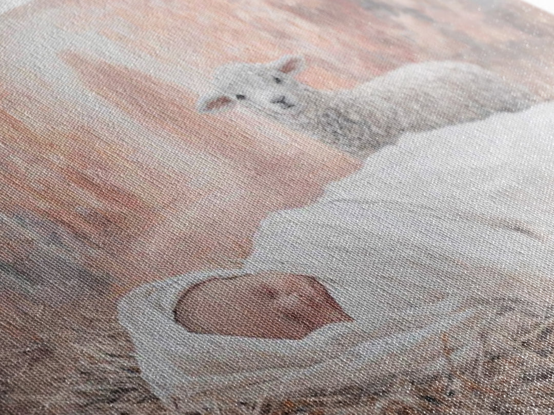 Heaven’s Gentle Lamb – Framed Canvas Print – Christian Art Canvas – Christian Wall Art – Christian Christmas Art – Christmas Art Prints