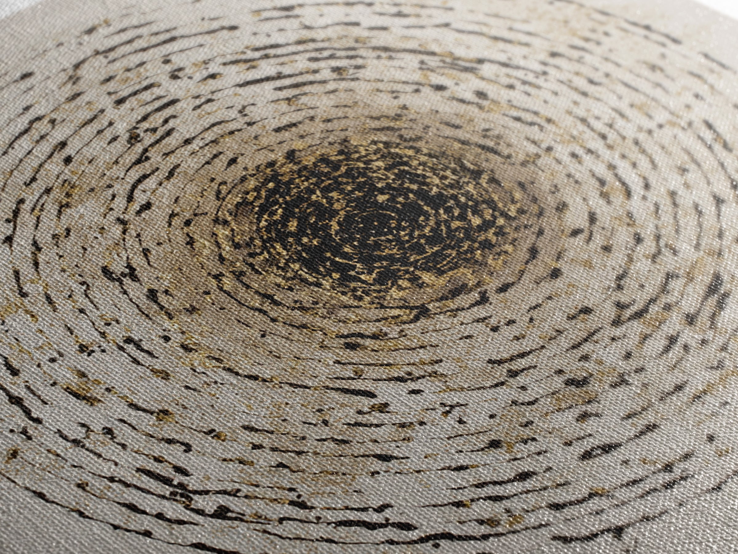 Gold Leaf Calligraphic Spiral on Plaster Surface Canvas Print, Calligraphy Art, Modern Art, Living Room Decor, Fine Art, Script, CAL-1x1-14