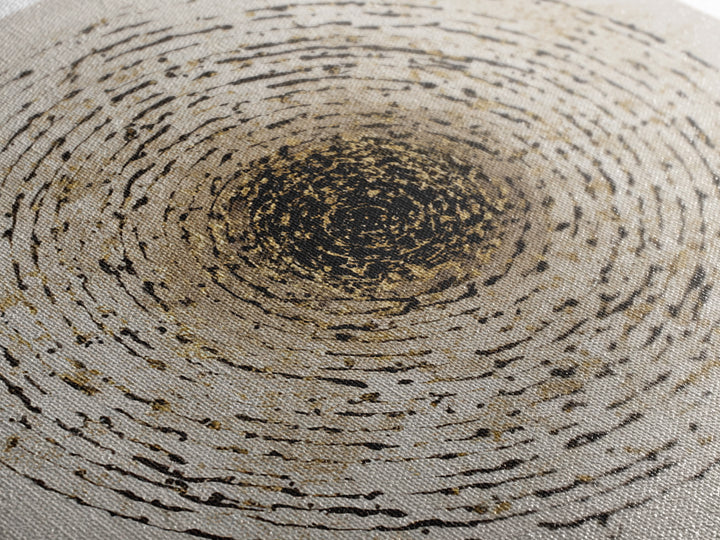 Gold Leaf Calligraphic Spiral on Plaster Surface Canvas Print, Calligraphy Art, Modern Art, Living Room Decor, Fine Art, Script, CAL-1x1-14