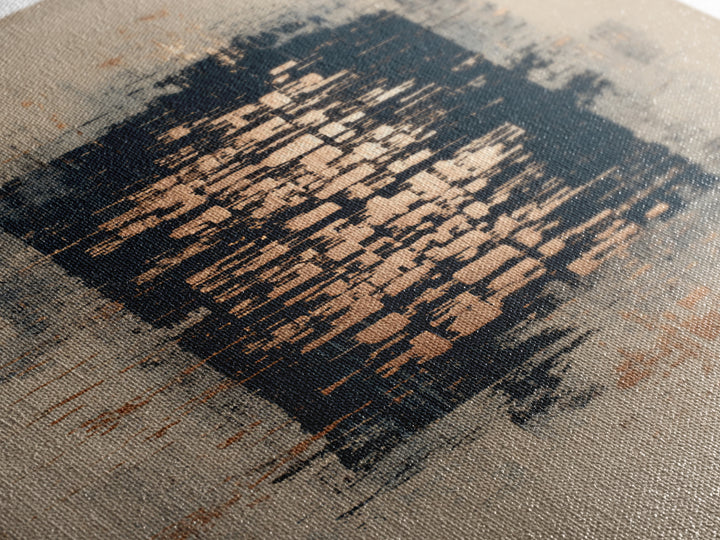 Layered Copper Ink Strokes on Dark Navy Framed Canvas Print, Calligraphy Art, Custom Art, Living Room Decor, Fine Art, Script, CAL-1x1-6