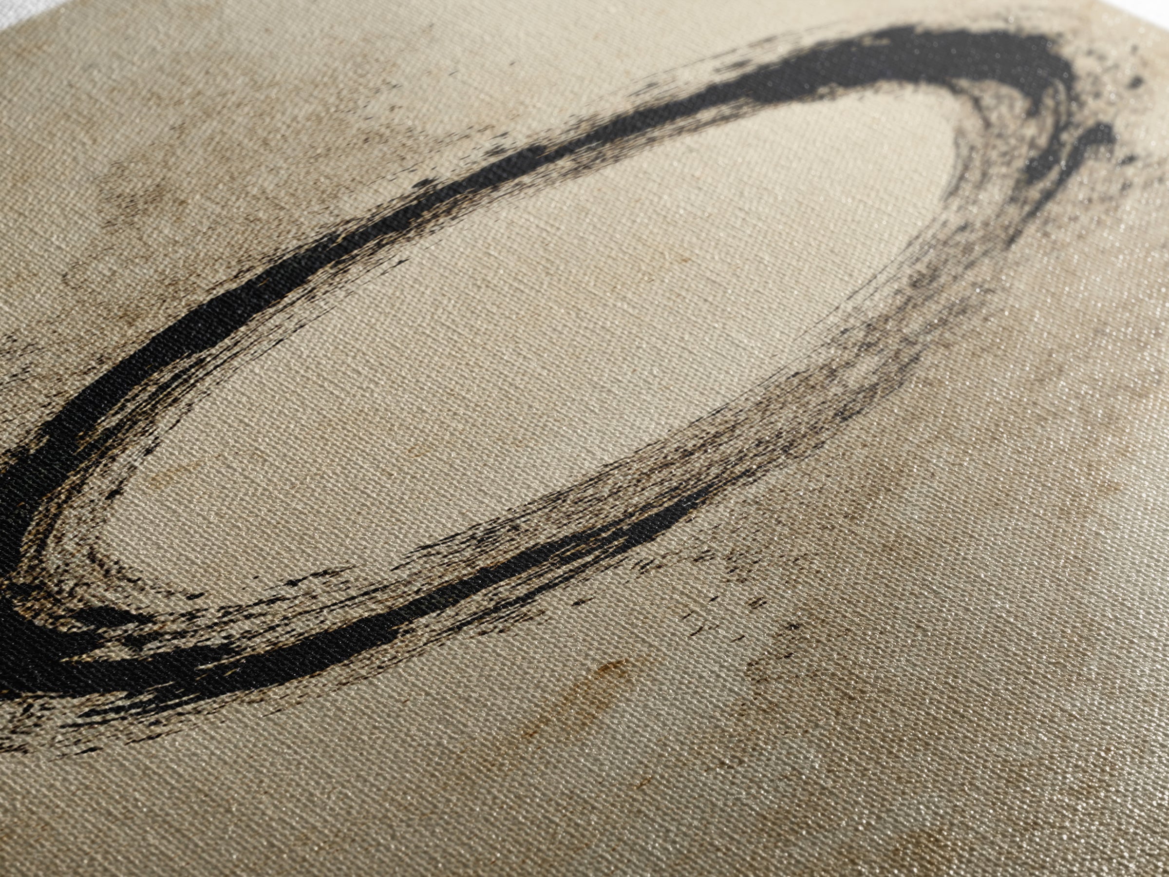 Japanese Brush Mark Circle Framed Canvas Print, Calligraphy Art, Wallart, Living Room Decor, Script, Minimalist Wall Art, CAL-1x3-64