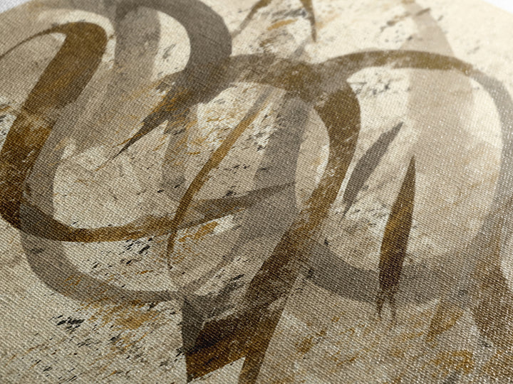 Abstract Gold Calligraphic Strokes on Ivory Paper Canvas Print, Calligraphy Art, Luxury Decor, Living Room Decor, Script, CAL-1x3-86
