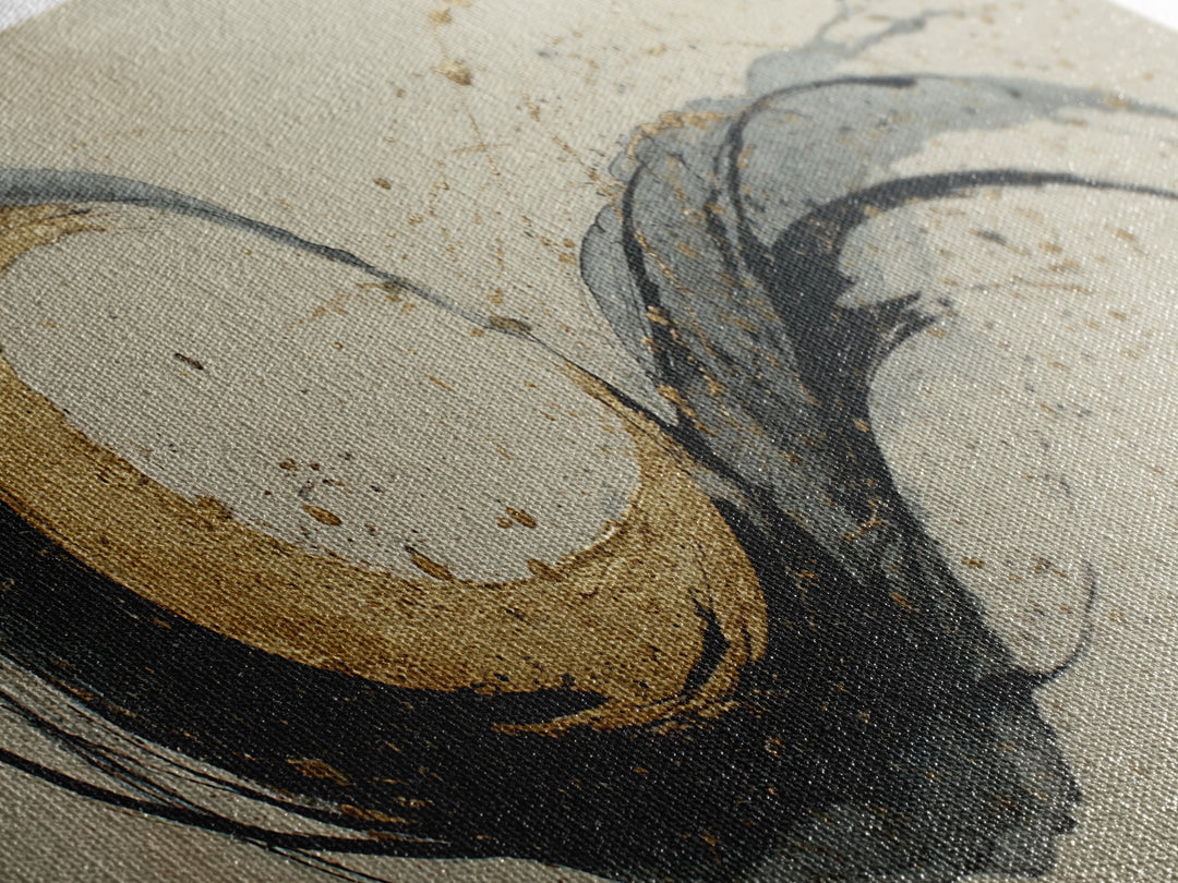 Crescent Moon Made from Elegant Ink Swashes Canvas Print, Calligraphy Art, Contemporary Art, Living Room Decor, Script, CAL-2x1-17