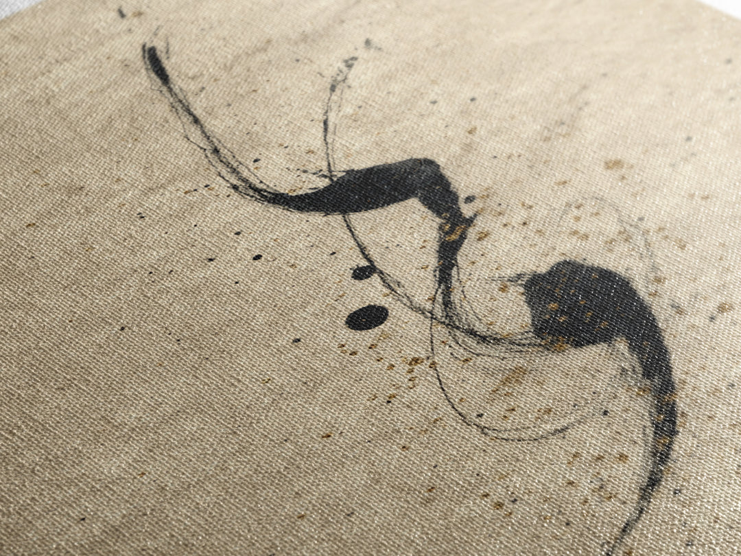 Minimal Black Calligraphy Rhythm Framed Canvas Print, Calligraphy Art, Painting, Living Room Decor, Fine Art, Script, CAL-2x3-63