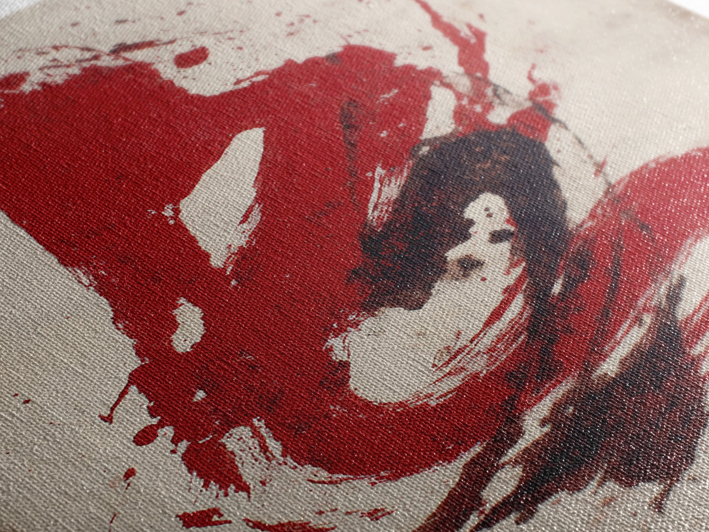 Bold Red Brushstroke Seal Abstraction Canvas Print, Calligraphy Art, Calligraphy, Living Room Decor, Fine Art, Script, CAL-2x3-99