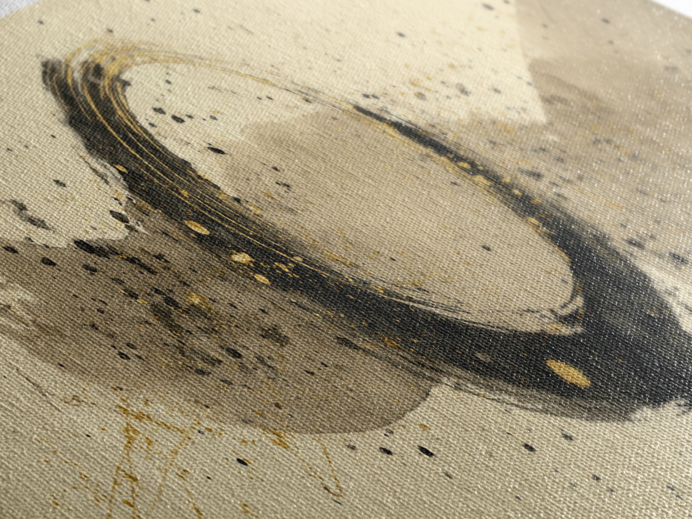 Crescent Moon Made from Elegant Ink Swashes Canvas Print, Calligraphy Art, Digital Print, Living Room Decor, Fine Art, Script, CAL-3x1-13