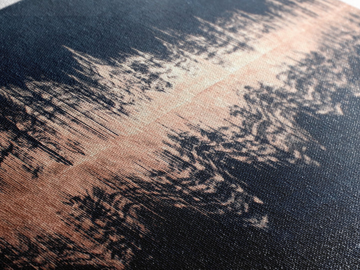 Layered Copper Ink Strokes on Dark Navy Canvas Print, Calligraphy Art, Modern Wall Art, Living Room Decor, Fine Art, Script, CAL-3x1-46