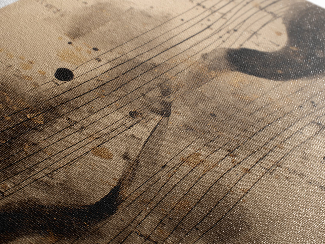 Expressive Musical Rhythm Painted as Ink Strokes Canvas Print, Calligraphy Art, Digital Print, Living Room Decor, Script, CAL-3x2-28