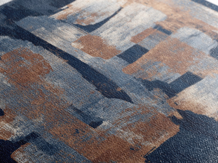 Layered Copper Ink Strokes on Dark Navy Canvas Print, Calligraphy Art, Living Room Wall Art, Living Room Decor, Script, CAL-3x2-34