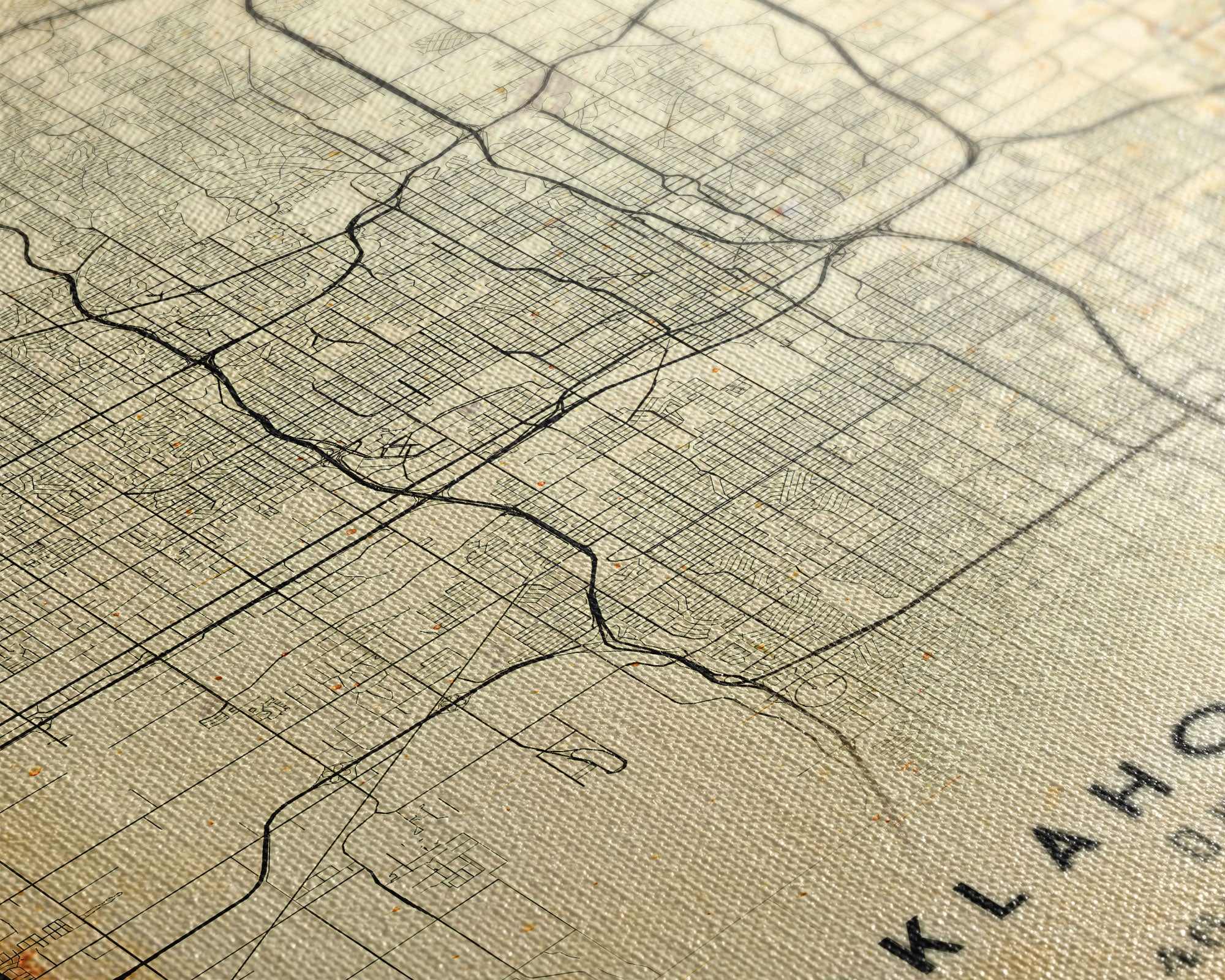 Oklahoma City Vintage Map Print, Oklahoma Map, Oklahoma State Map Art, Oklahoma City Road Map Poster, Vintage Map Gift, Road Trip Art
