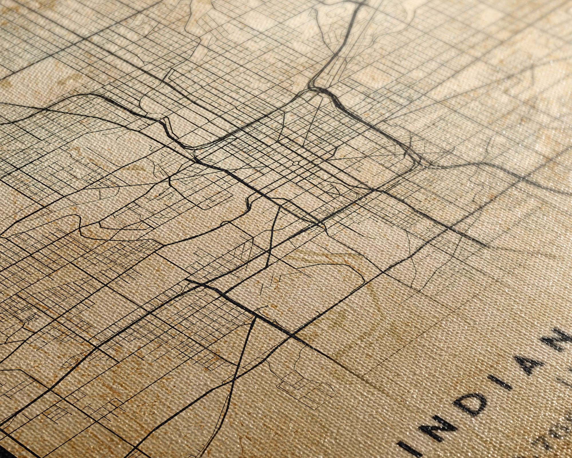 Old Indianapolis City Map Wall Art Canvas Print, Vintage Style Indianapolis Map, Framed Wall Art, Cool Indiana  Wall Art, Office Decor