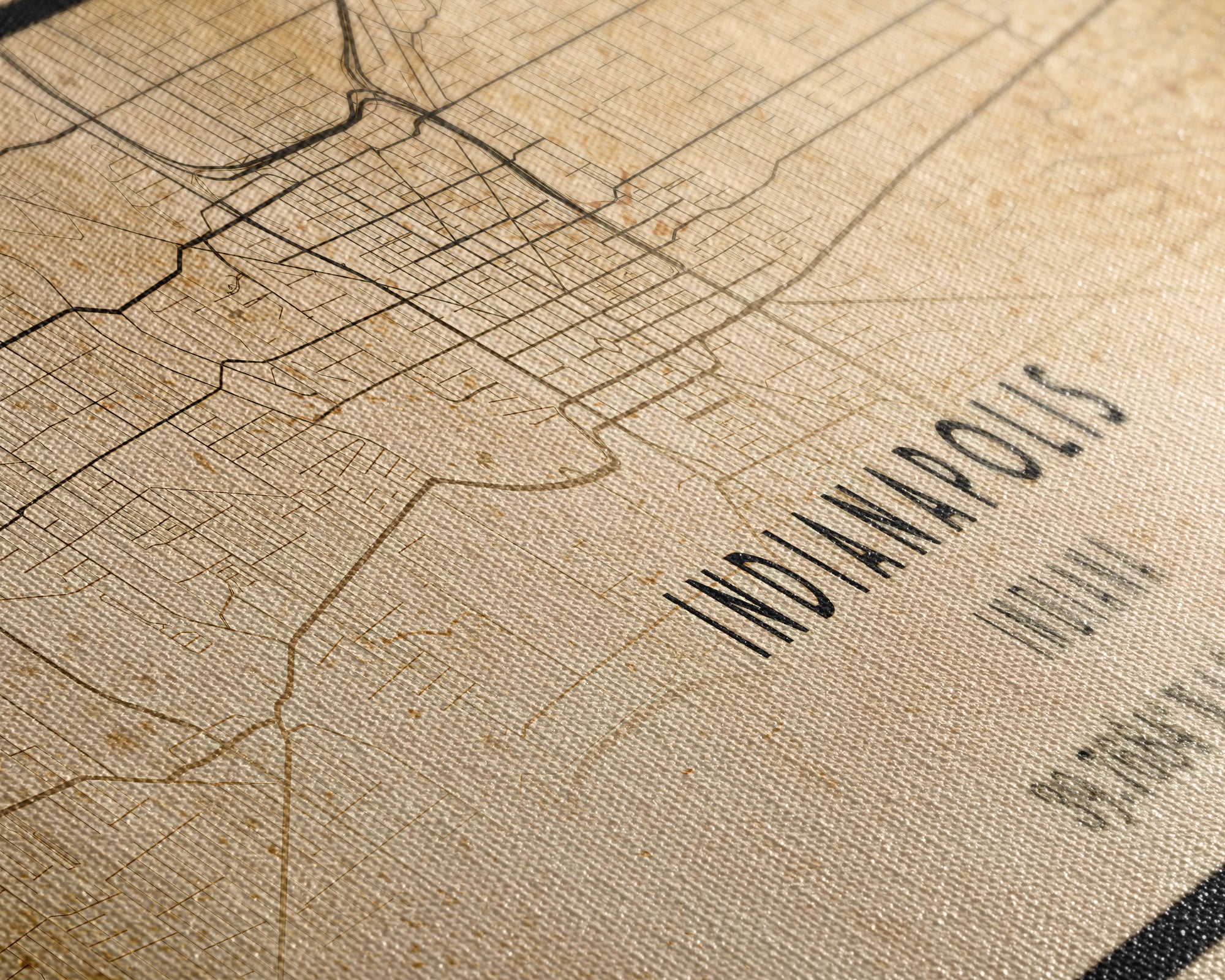 Panoramic Old Indianapolis City Map Wall Art Canvas Print, Vintage Style Map, Framed Wall Art, Cool Indiana  Wall Art, Office Decor