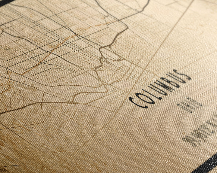 Columbus Panoramic vintage map print poster or framed canvas, Ohio map print poster canvas, Columbus city map print poster canvas